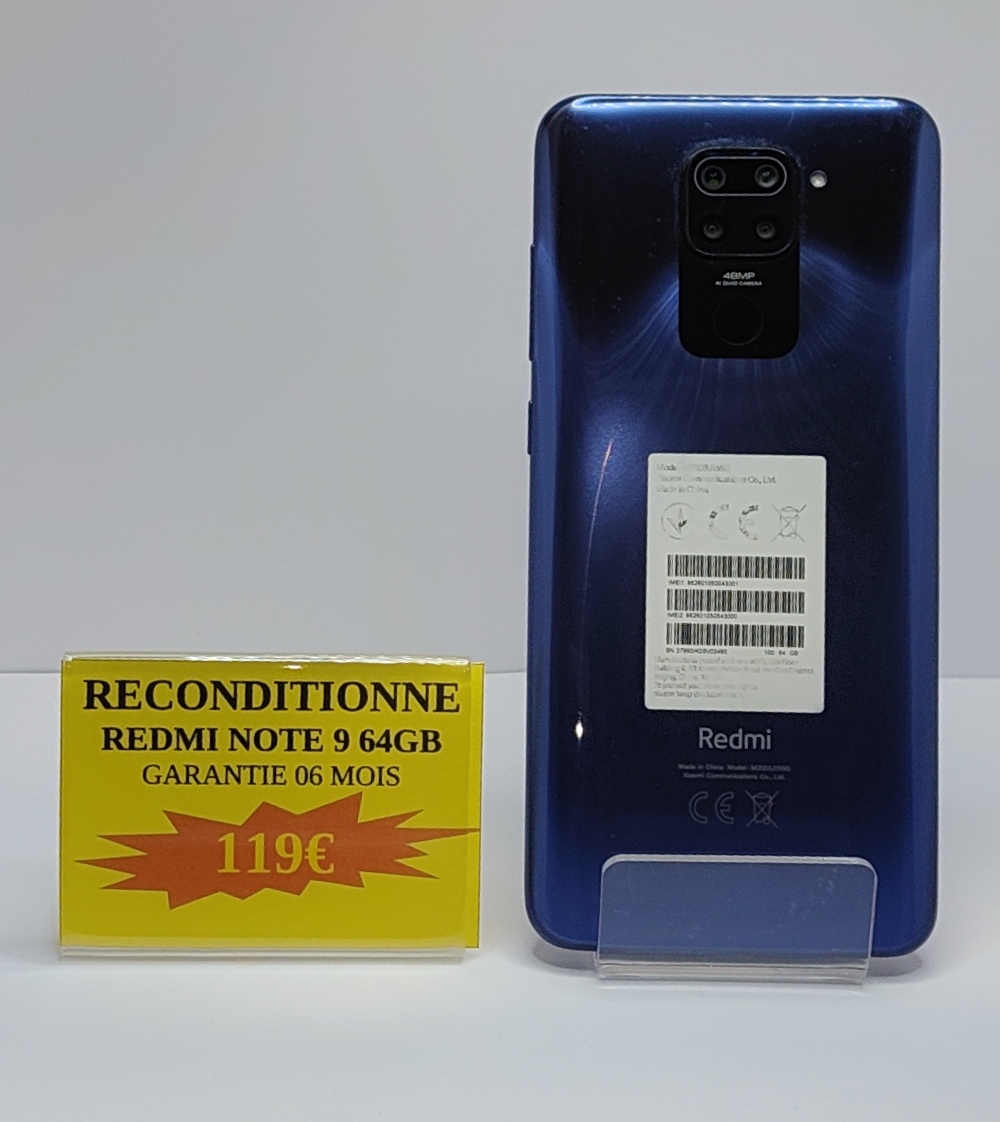 XIAOMI REDMI NOTE 9 64GB BLEU
